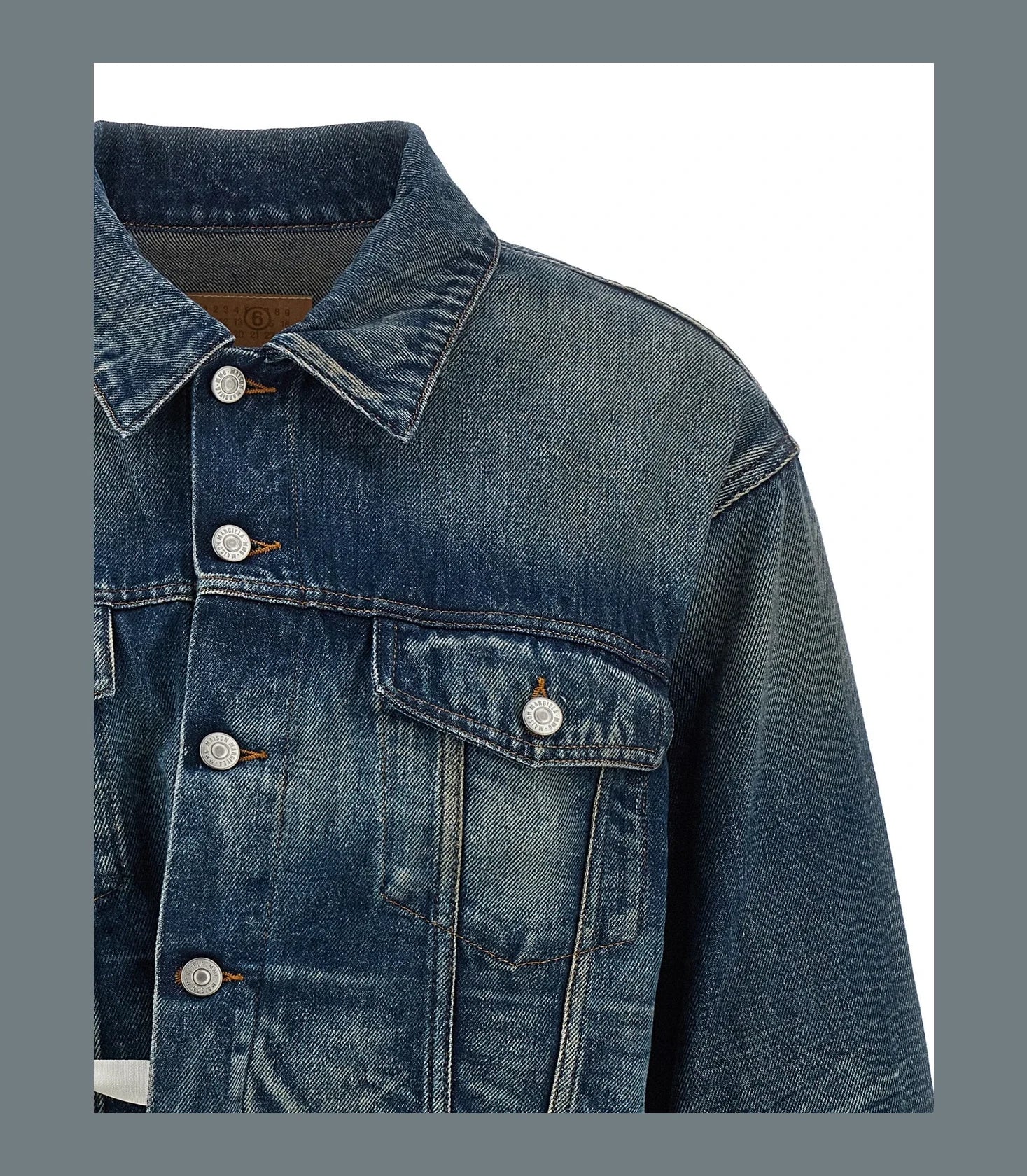 MM6 Maison Margiela Trucker Jacket in blue, Cotton — view 3
