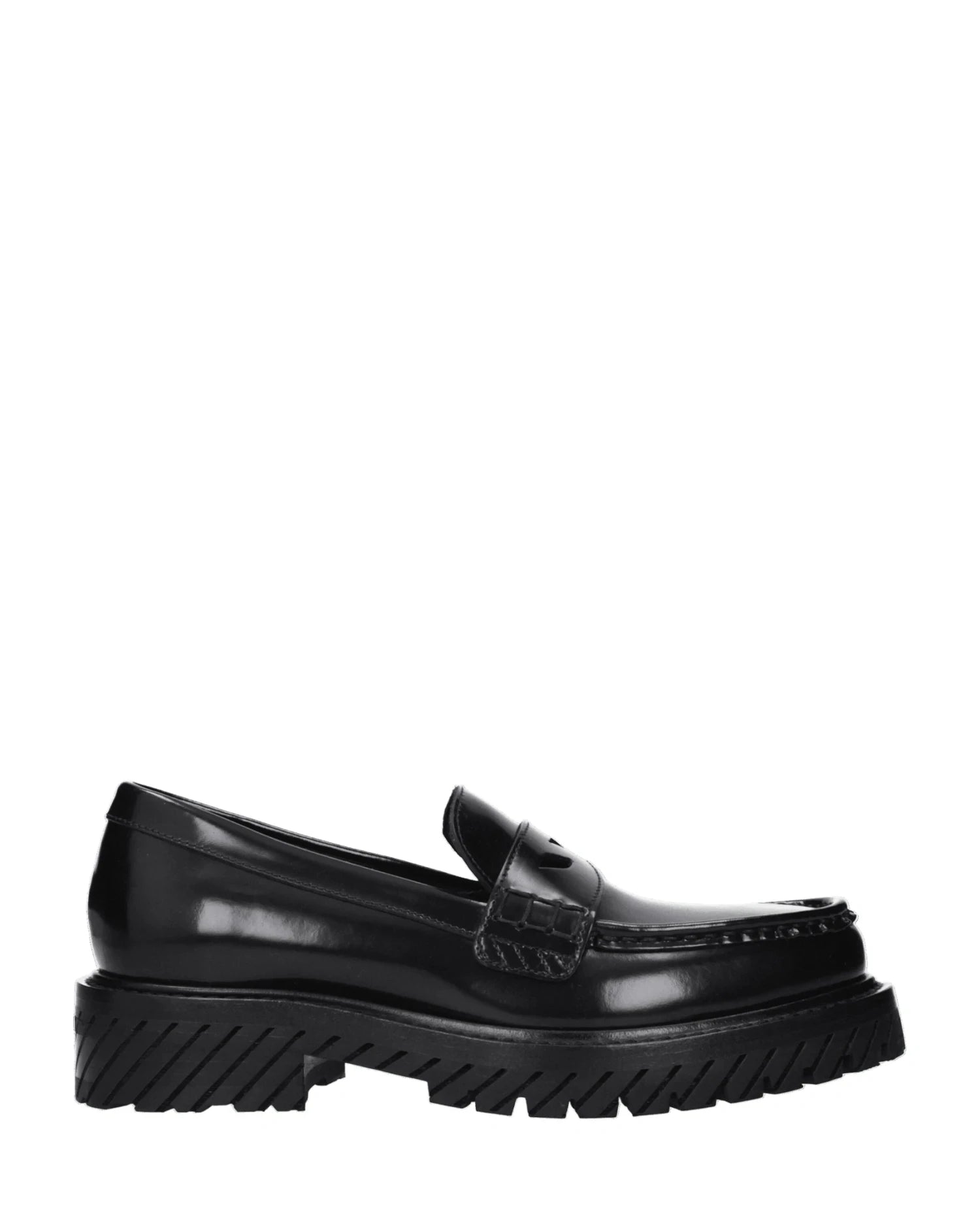 Off-white Leather Off Slip On Loafers Flats