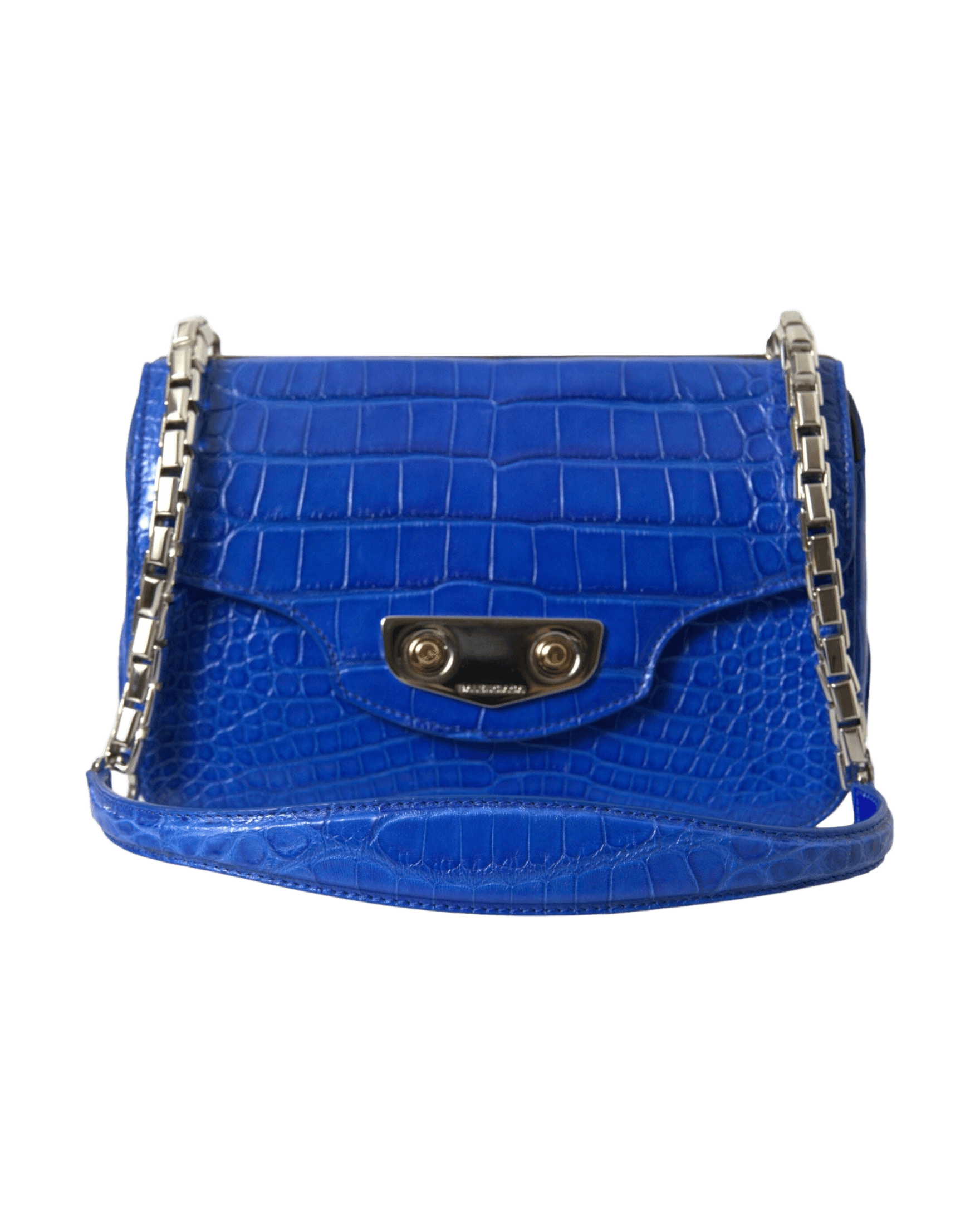 Balenciaga Alligator Skin Mini Shoulder Bag - Blue Elegant Glam Steals