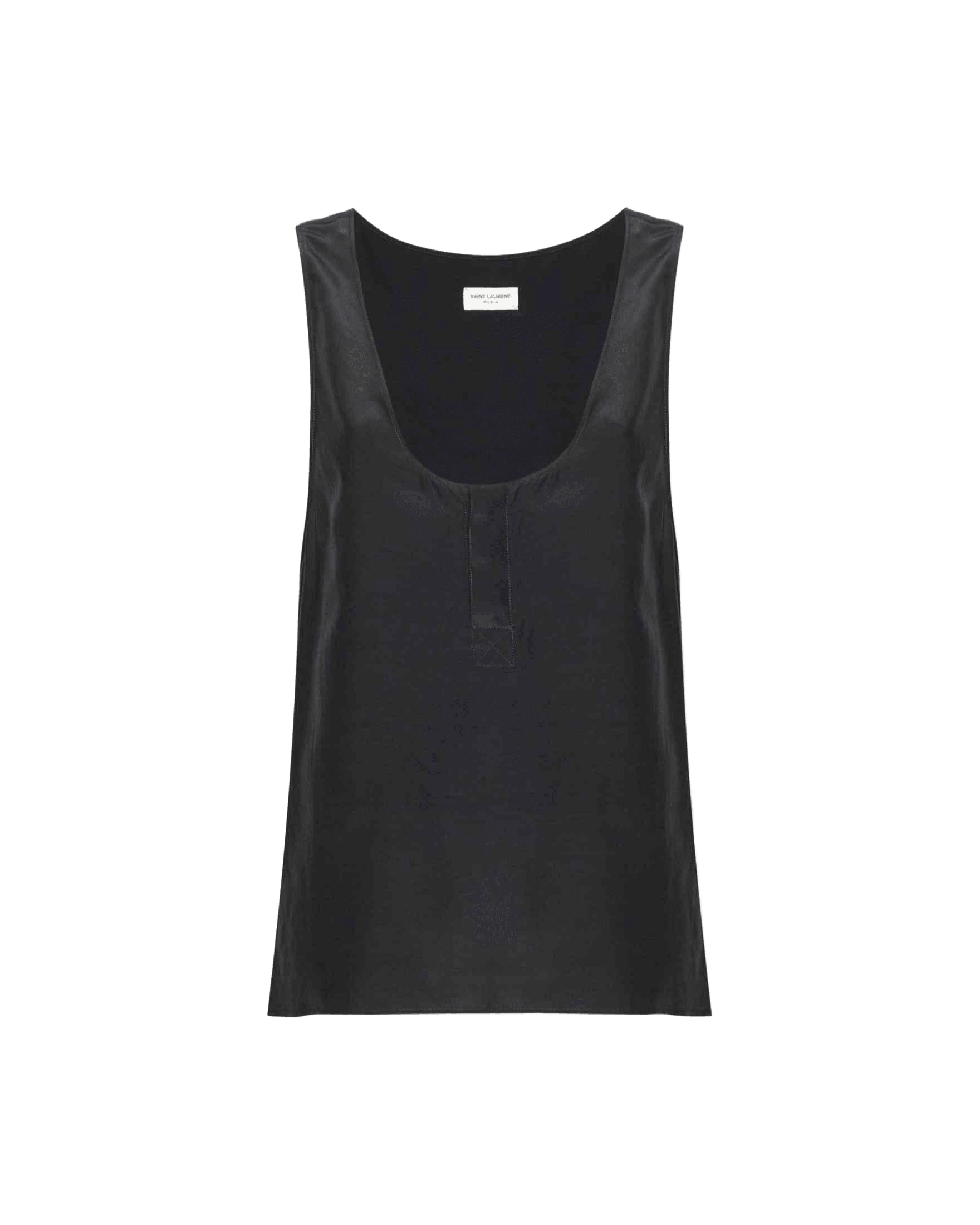 Saint Laurent Silk Henley Neck Tank Top Glam Steals