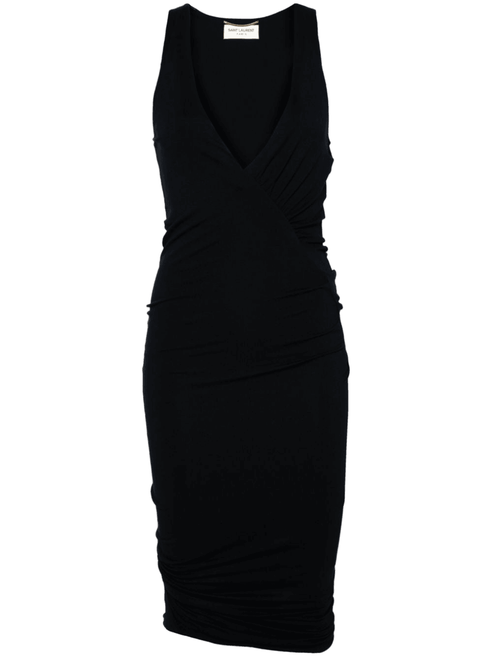 Saint Laurent Ruched V Neck Mini Dress Glam Steals