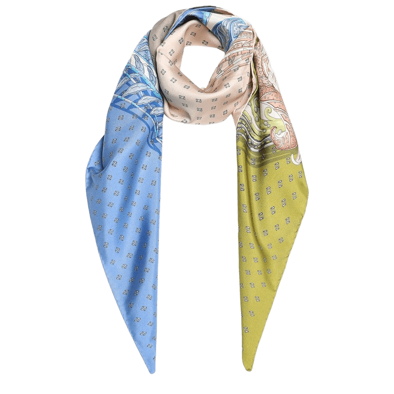 Salvatore Ferragamo Silk Green/blue Scarf with Madras Print Glam Steals