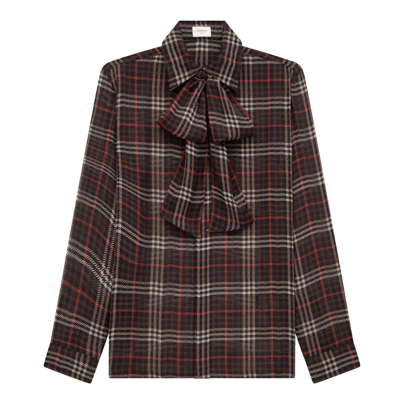 Saint Laurent Silk Cassandre Tartan Crêpe Shirt Glam Steals