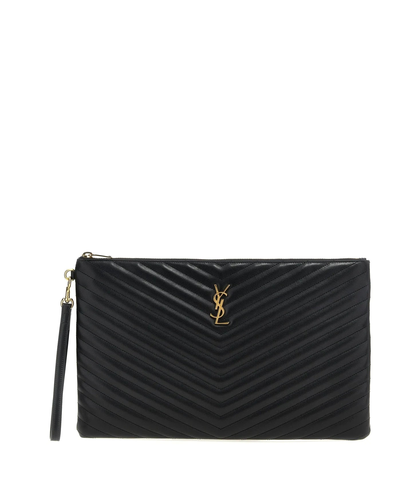 Saint Laurent Envelope Clutche in black, Calfskin Leather