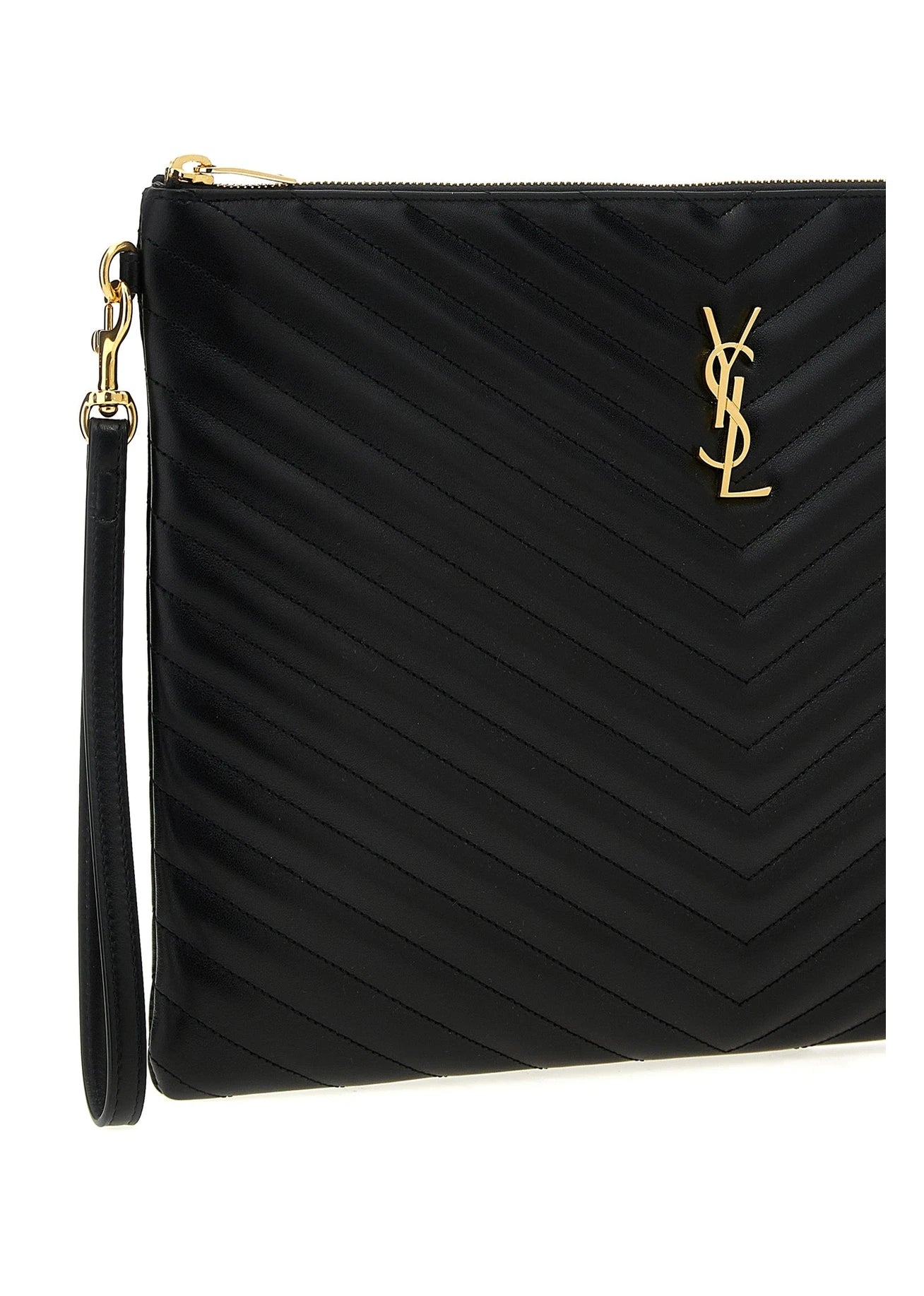 Saint Laurent Envelope Clutche in black, Calfskin Leather — view 3