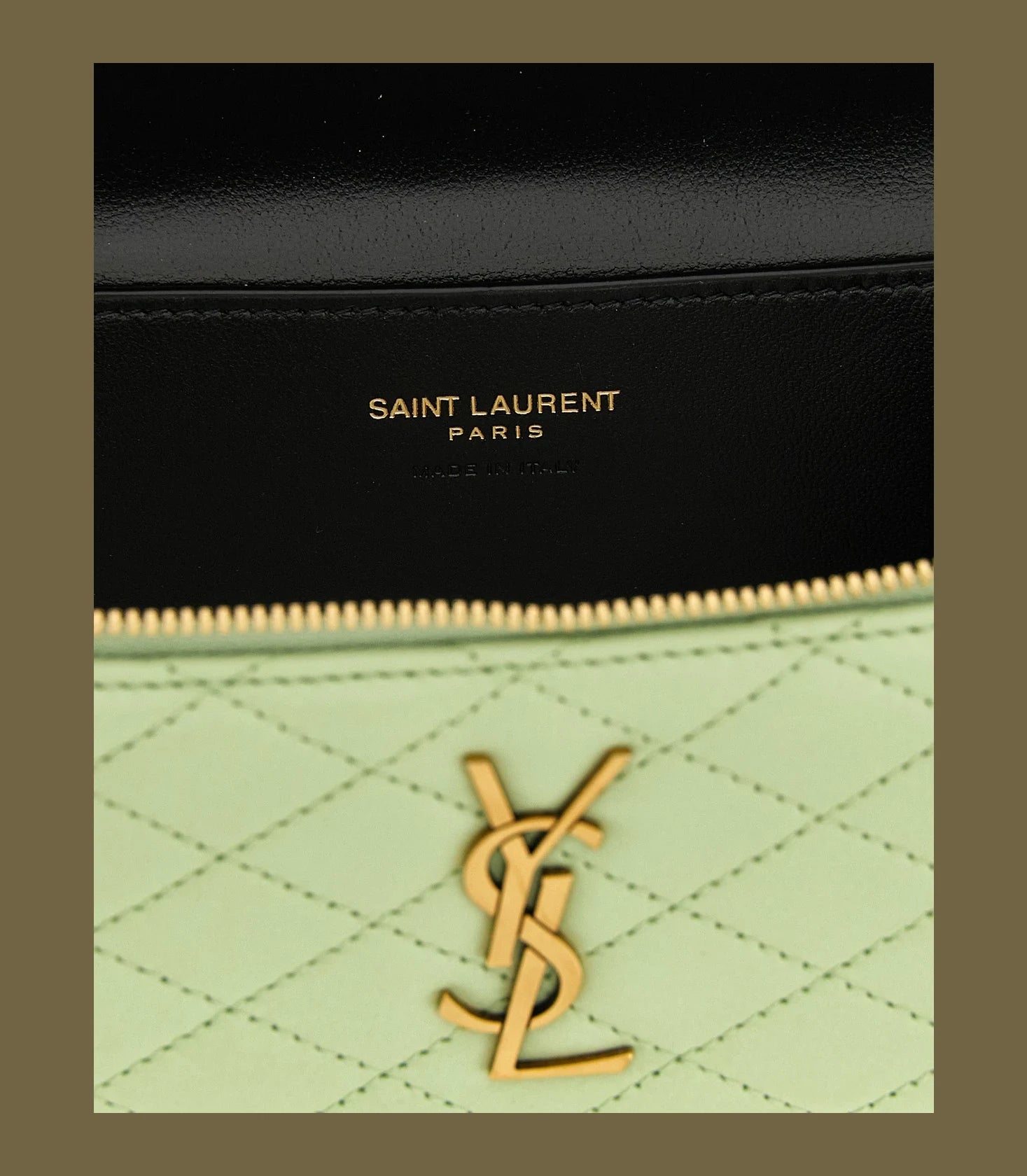 Saint Laurent Makeup Bag in green, Lamb Leather — view 4