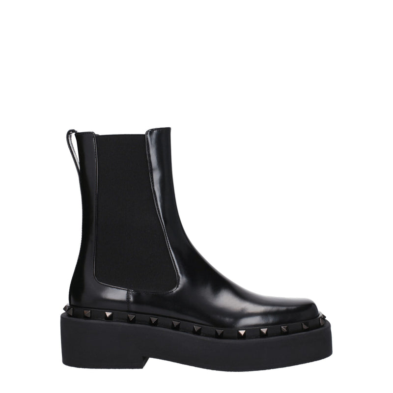 Valentino Garavani Black Leather Ankle Boots Glam Steals