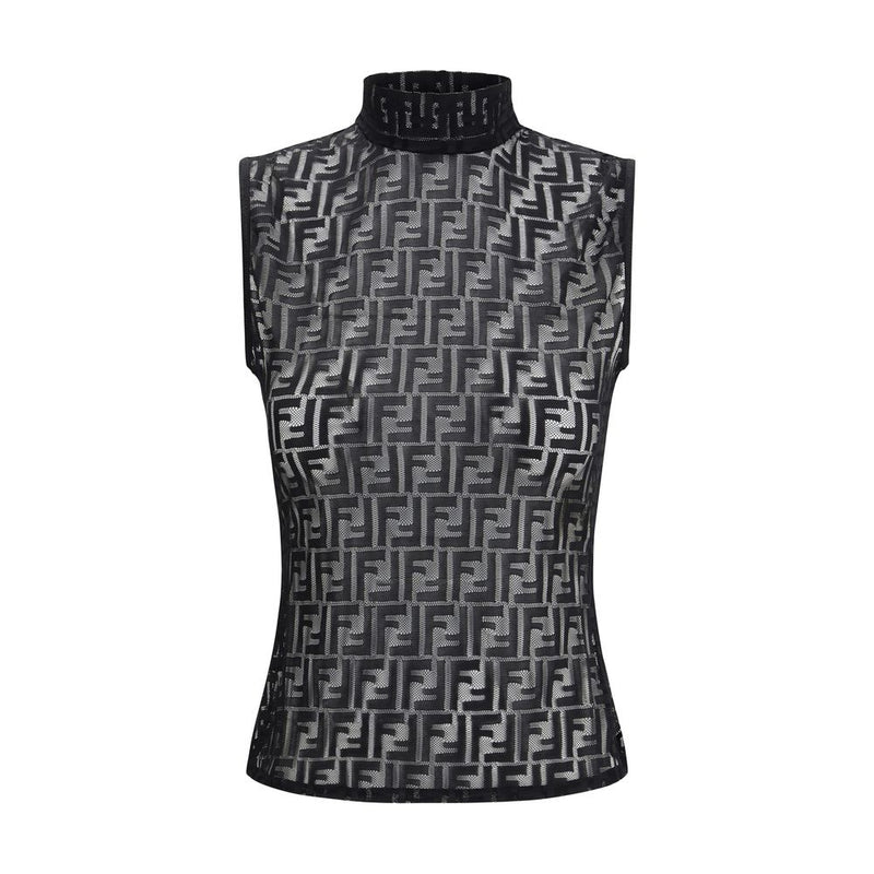 Fendi Black Polyamide Sleeveles T-shirt Glam Steals