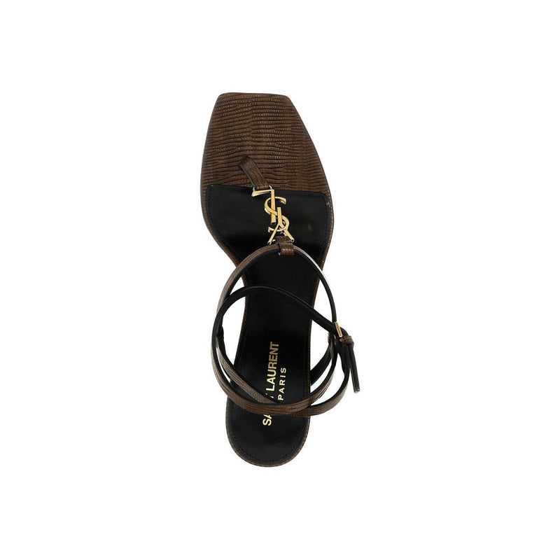 Saint Laurent Brown Calfskin Flat Sandals Glam Steals