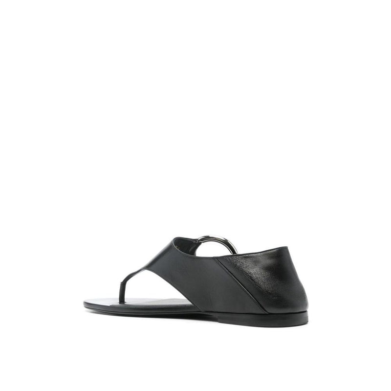 Saint Laurent Black Calfskin Flat Sandals Glam Steals