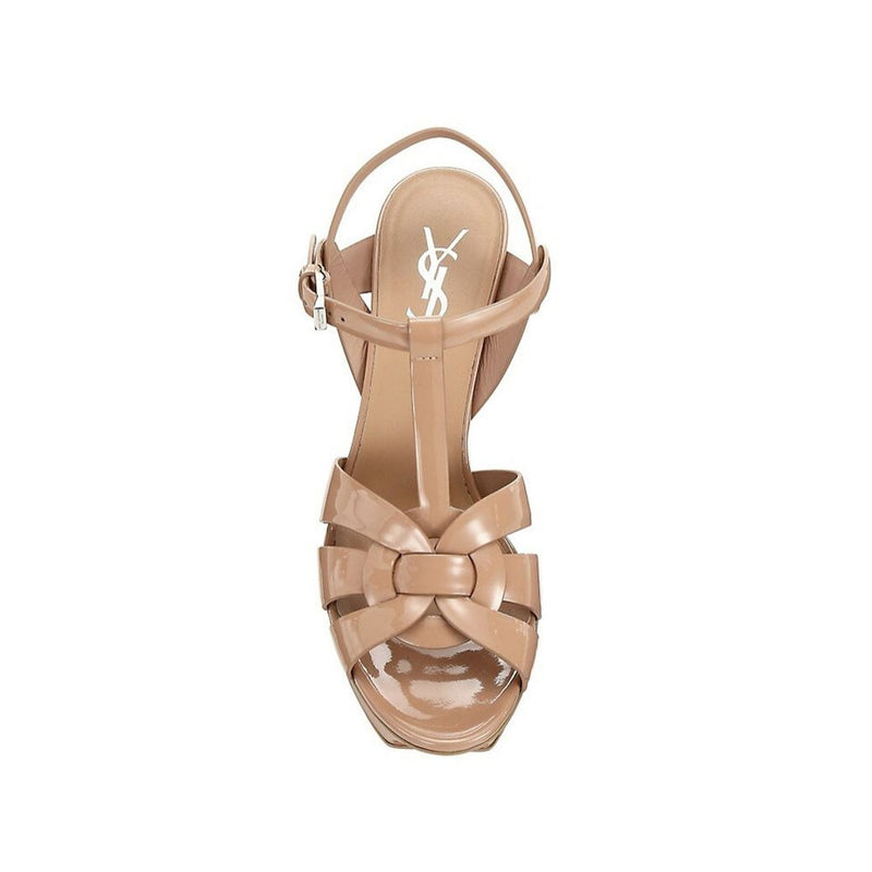 Saint Laurent Beige Calfskin Platform Sandals Glam Steals