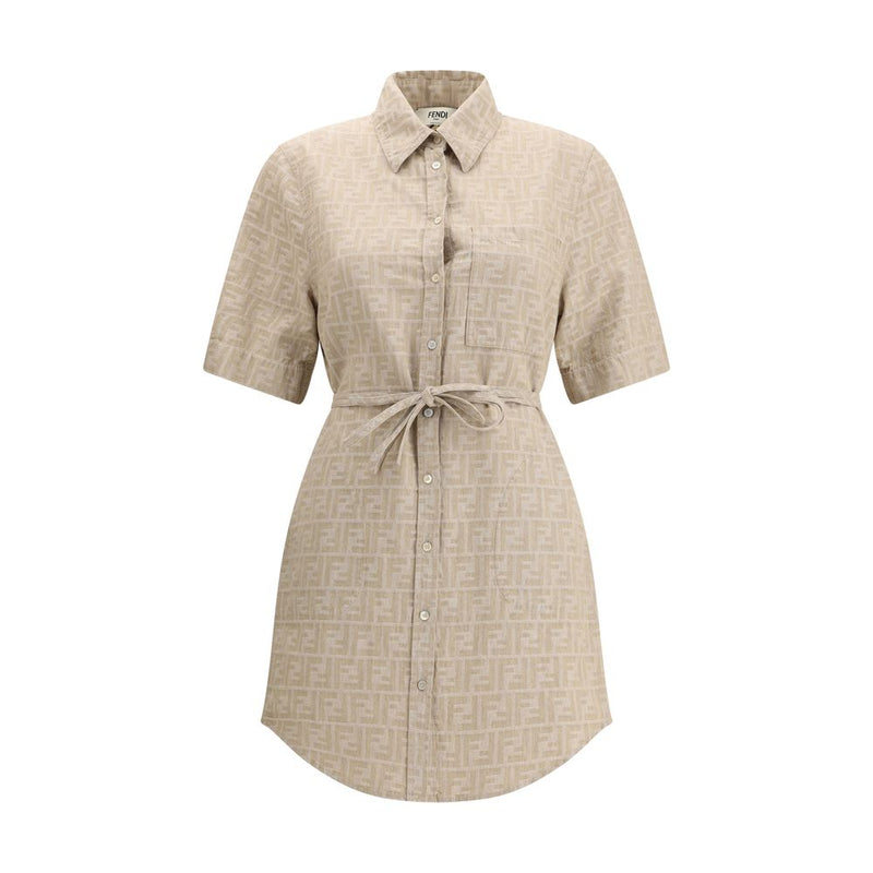 Fendi Beige Cotton Casual Dress Glam Steals