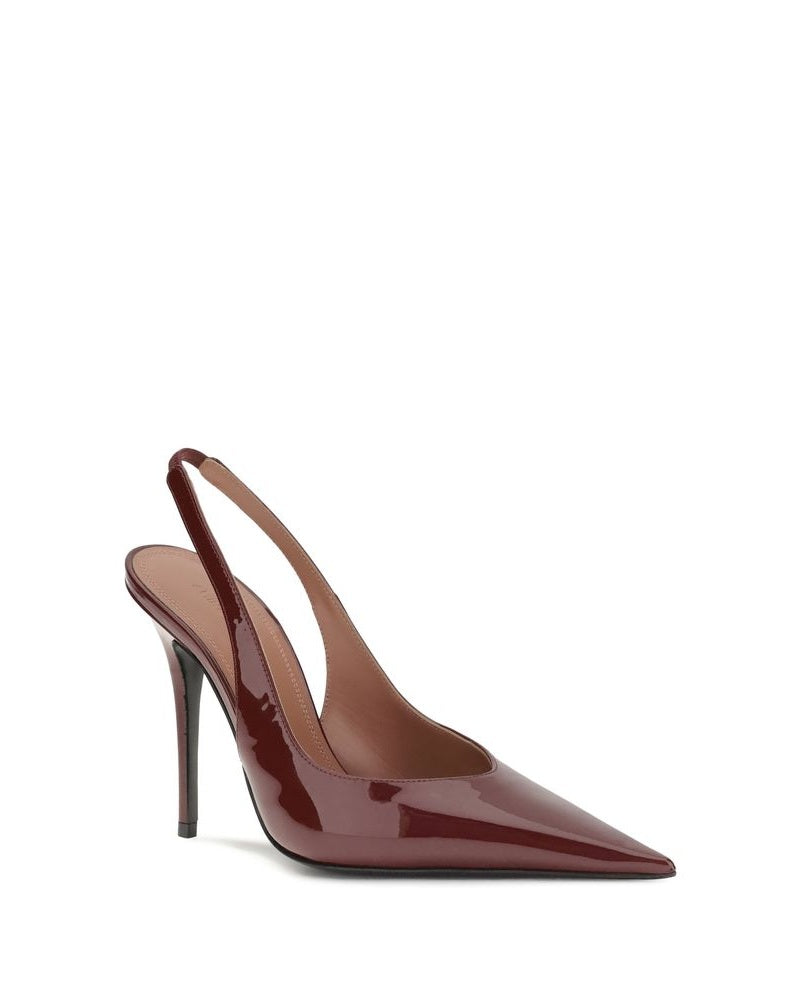 Amina Muaddi Bordeaux Leather Platform Pumps