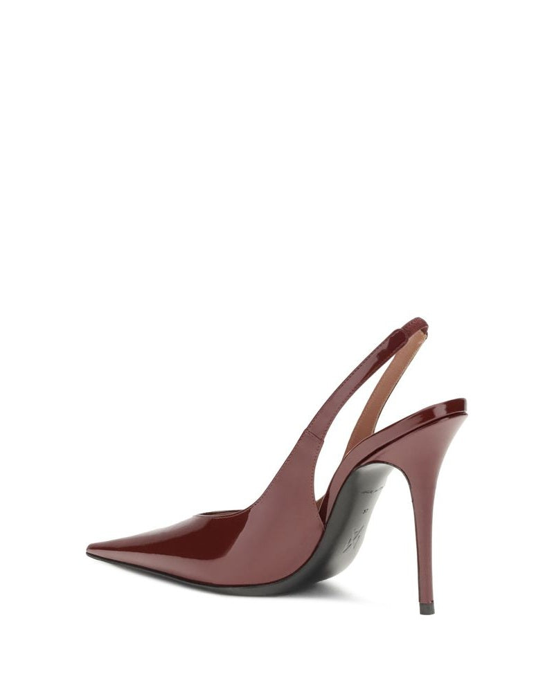 Amina Muaddi Bordeaux Leather Platform Pumps