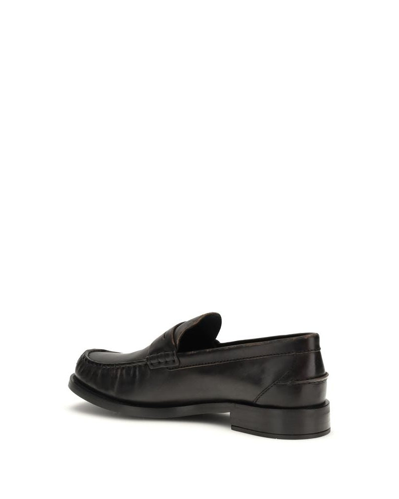 Prada Black Calf Leather Bos Taurus Slip On Loafers Glam Steals