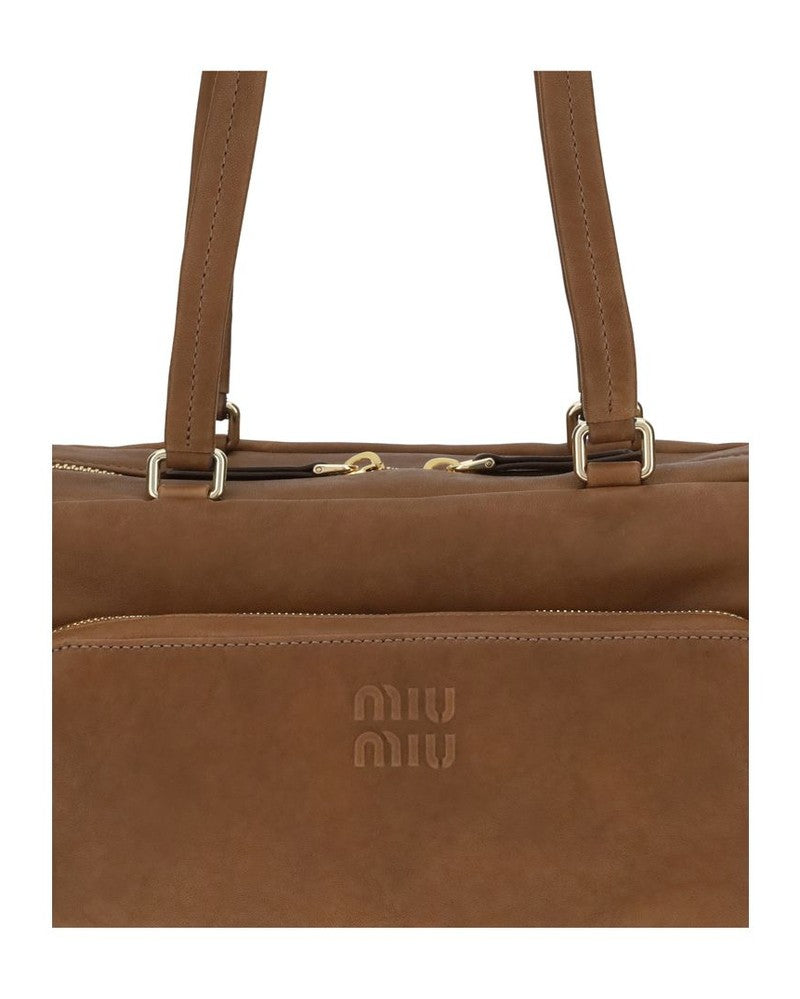 Miu Miu Brown Calf Leather Bos Taurus Shoulder Bag Glam Steals