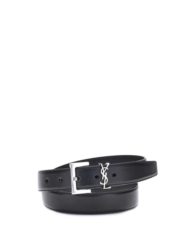 Saint Laurent Black Calf Leather Bos Taurus Regular Belt