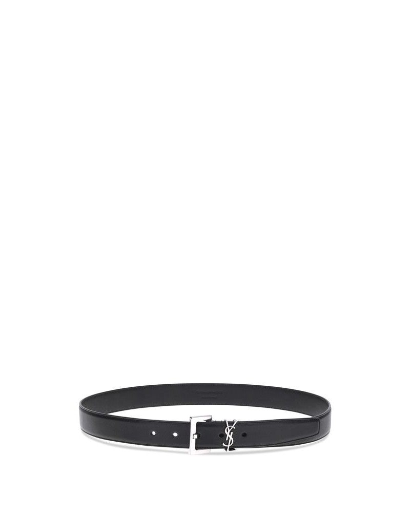 Saint Laurent Black Calf Leather Bos Taurus Regular Belt