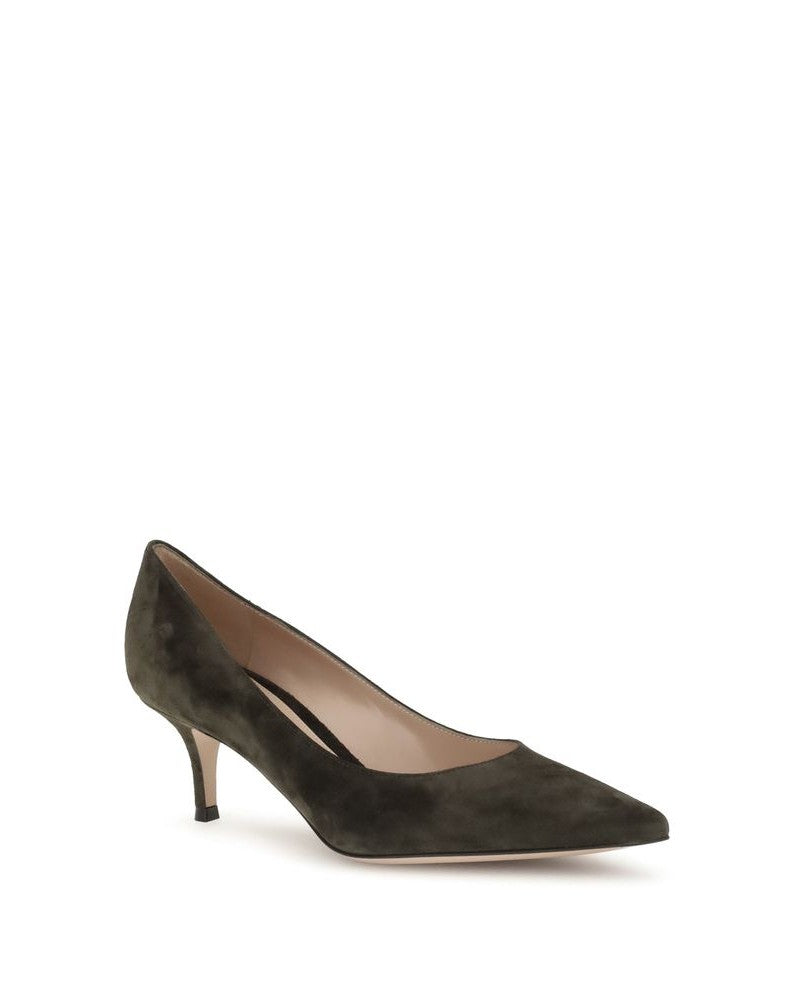Gianvito Rossi Brown Calf Leather Bos Taurus Mid Heel Pumps