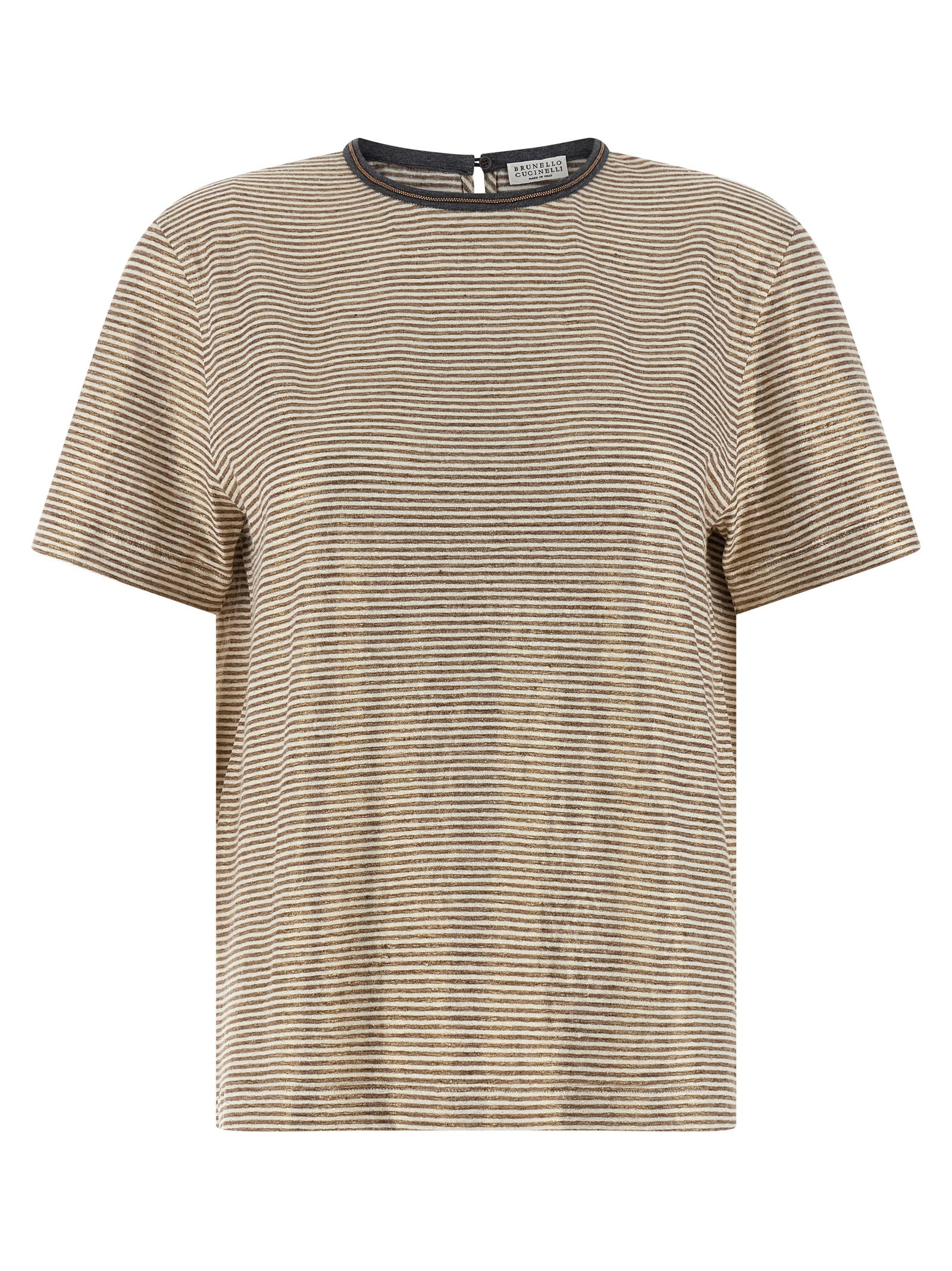 Brunello Cucinelli Multicolor Linen T-Shirt 