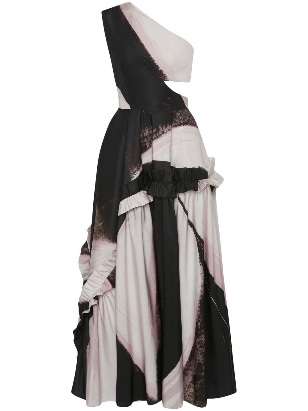 Alexander Mcqueen One-Shoulder Printed Midi Dress