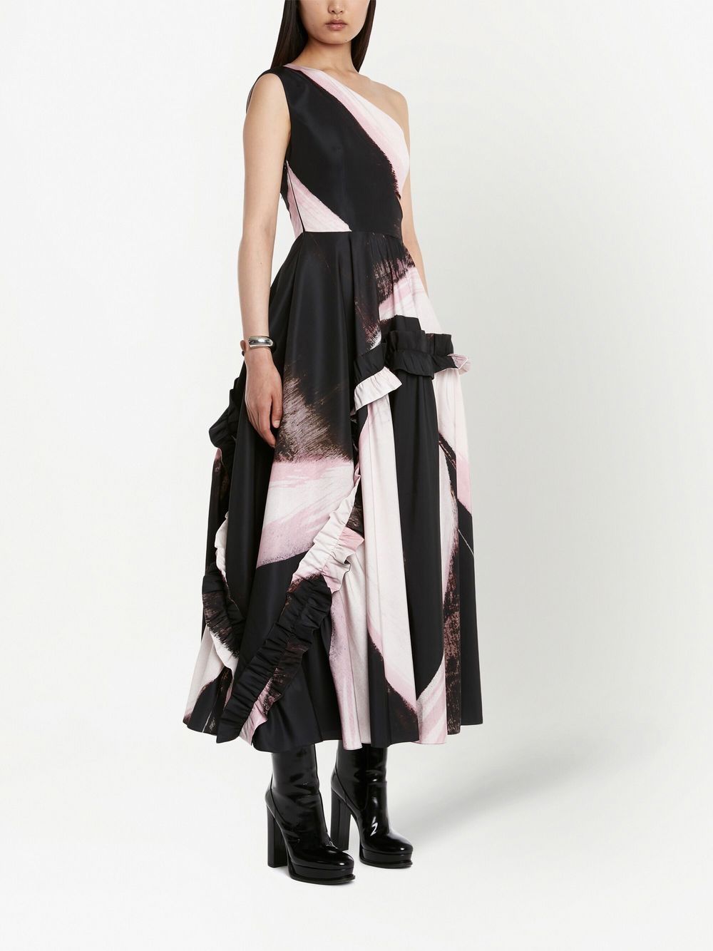 Alexander Mcqueen One-Shoulder Printed Midi Dress