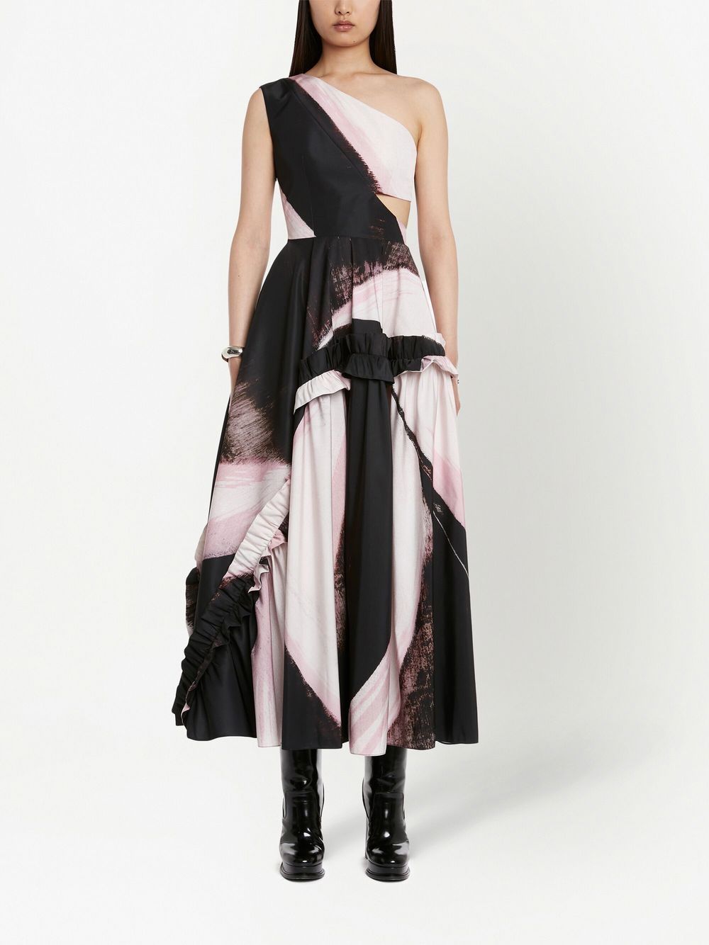 Alexander Mcqueen One-Shoulder Printed Midi Dress