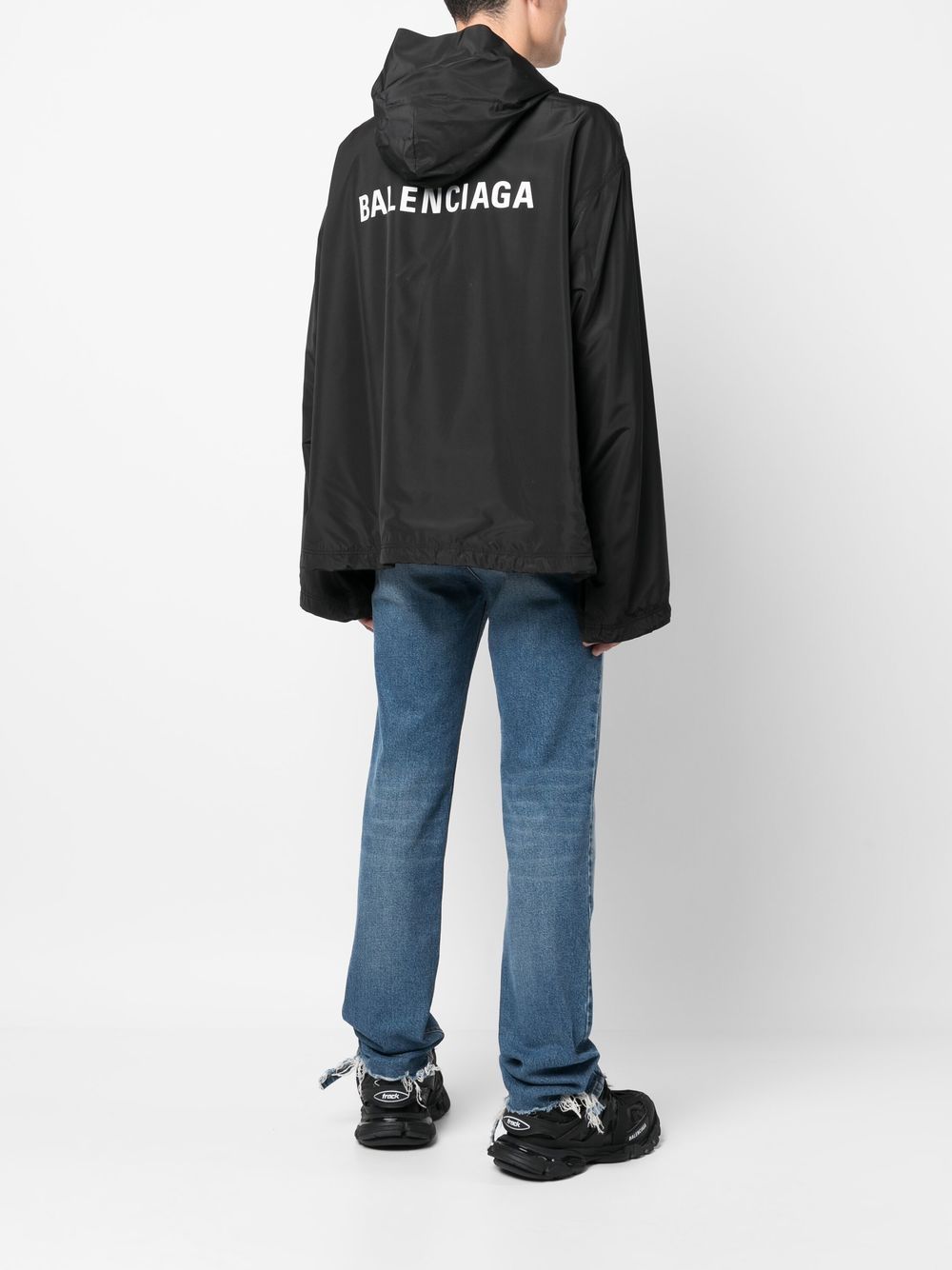 Balenciaga Logo-Print Hooded Windbreaker