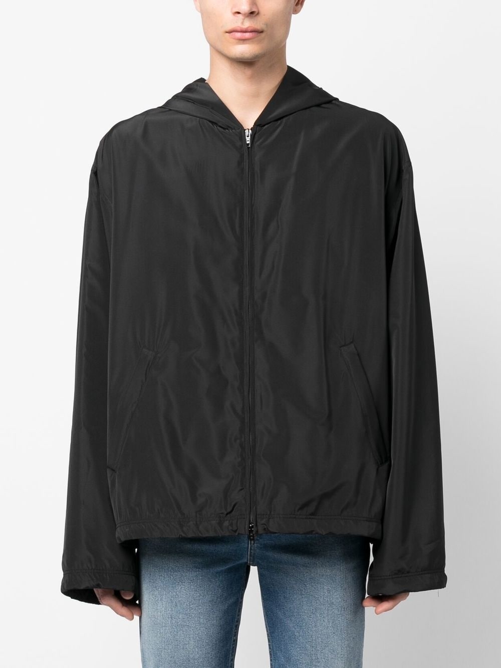 Balenciaga Logo-Print Hooded Windbreaker