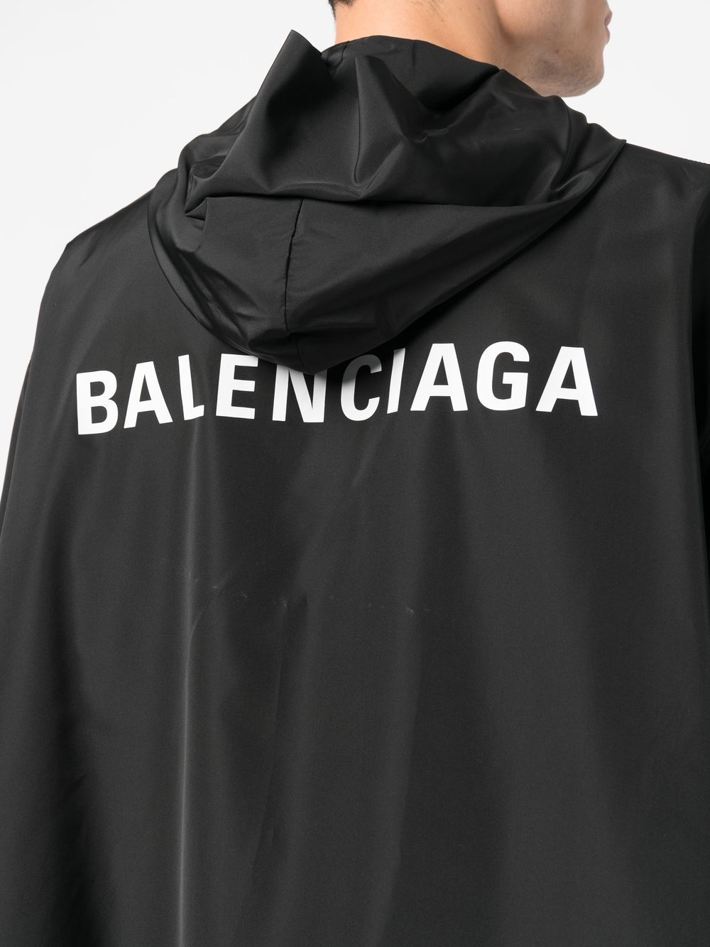 Balenciaga Logo-Print Hooded Windbreaker