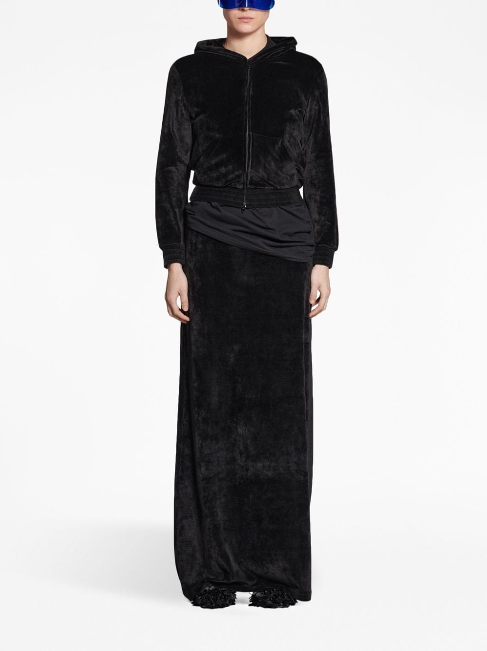 Balenciaga Velvet-Effect High-Waisted Skirt