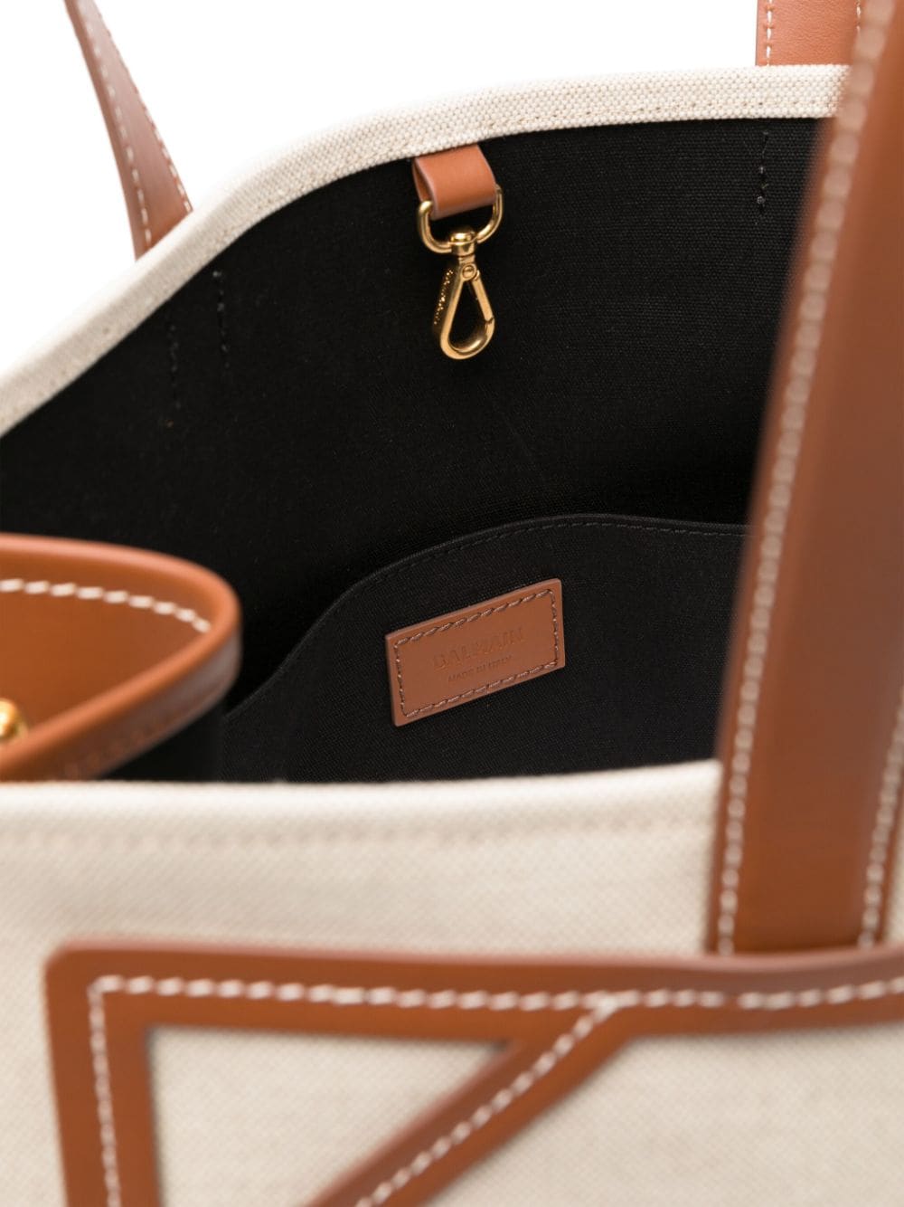 Balmain B-Army 42 Canvas Tote Bag With Leather Details