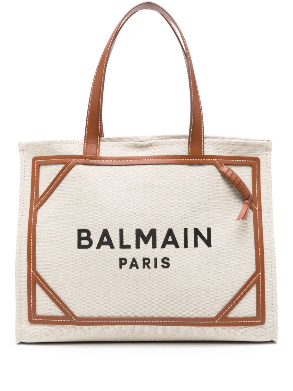Balmain B-Army 42 Canvas Tote Bag With Leather Details