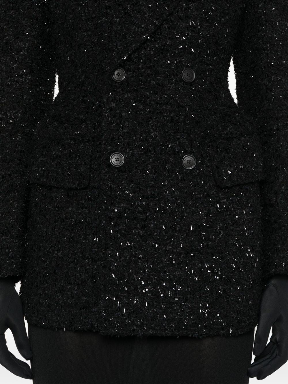 Balenciaga Hourglass Tweed-Texture Padded-Shoulder Wool-Blend Blazer