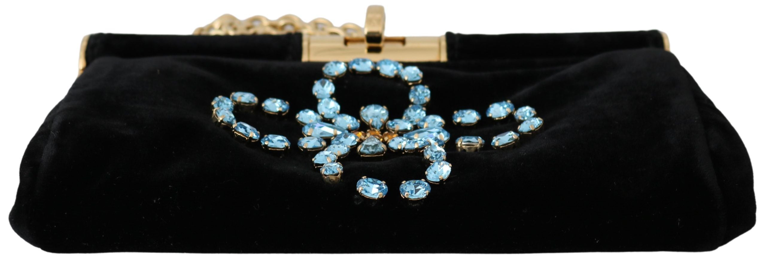 Dolce & Gabbana Velvet Evening Party Crossbody With Crystal Studs