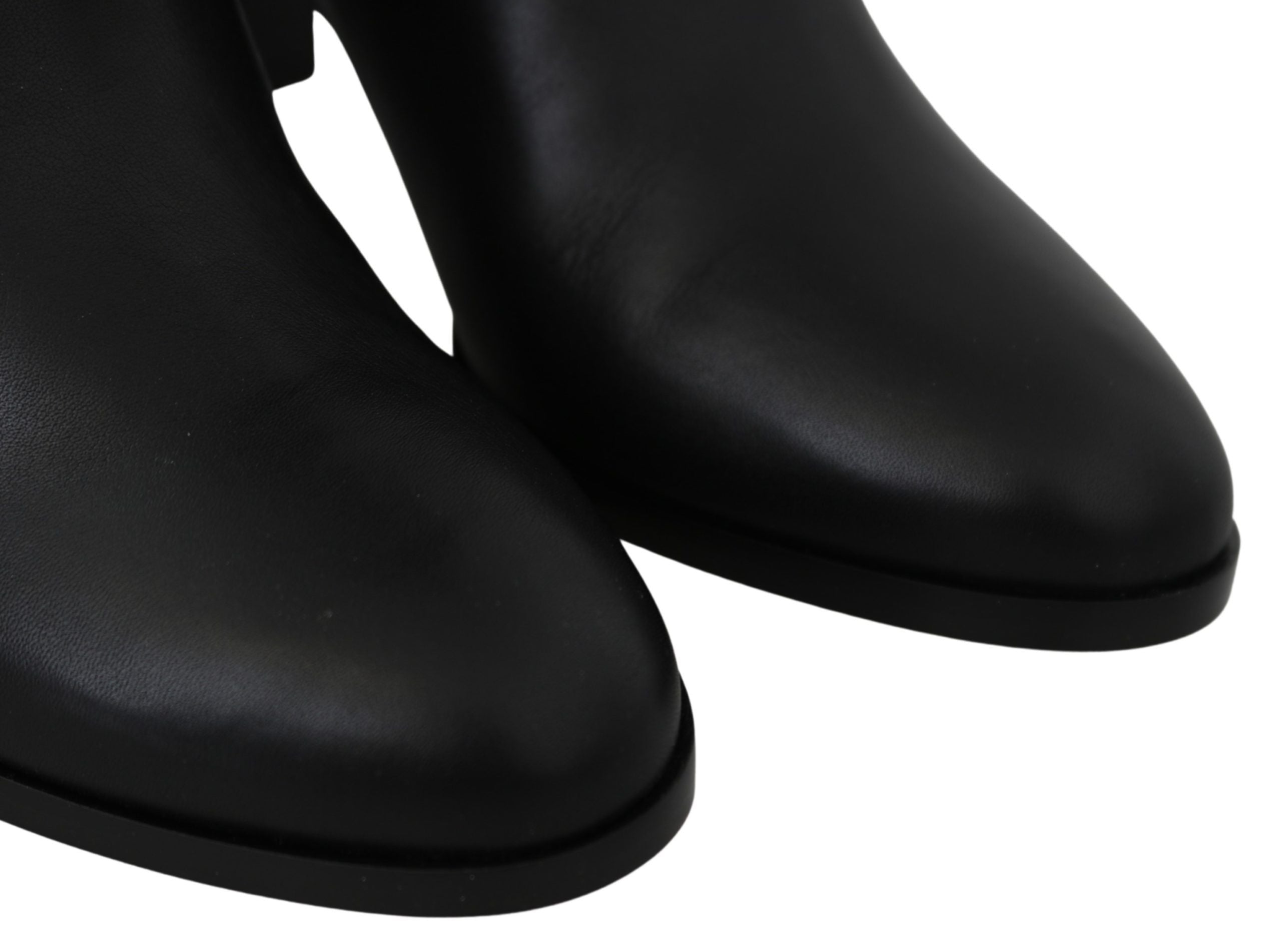 Jimmy Choo Black Leather Elegant Calf Heeled Boots