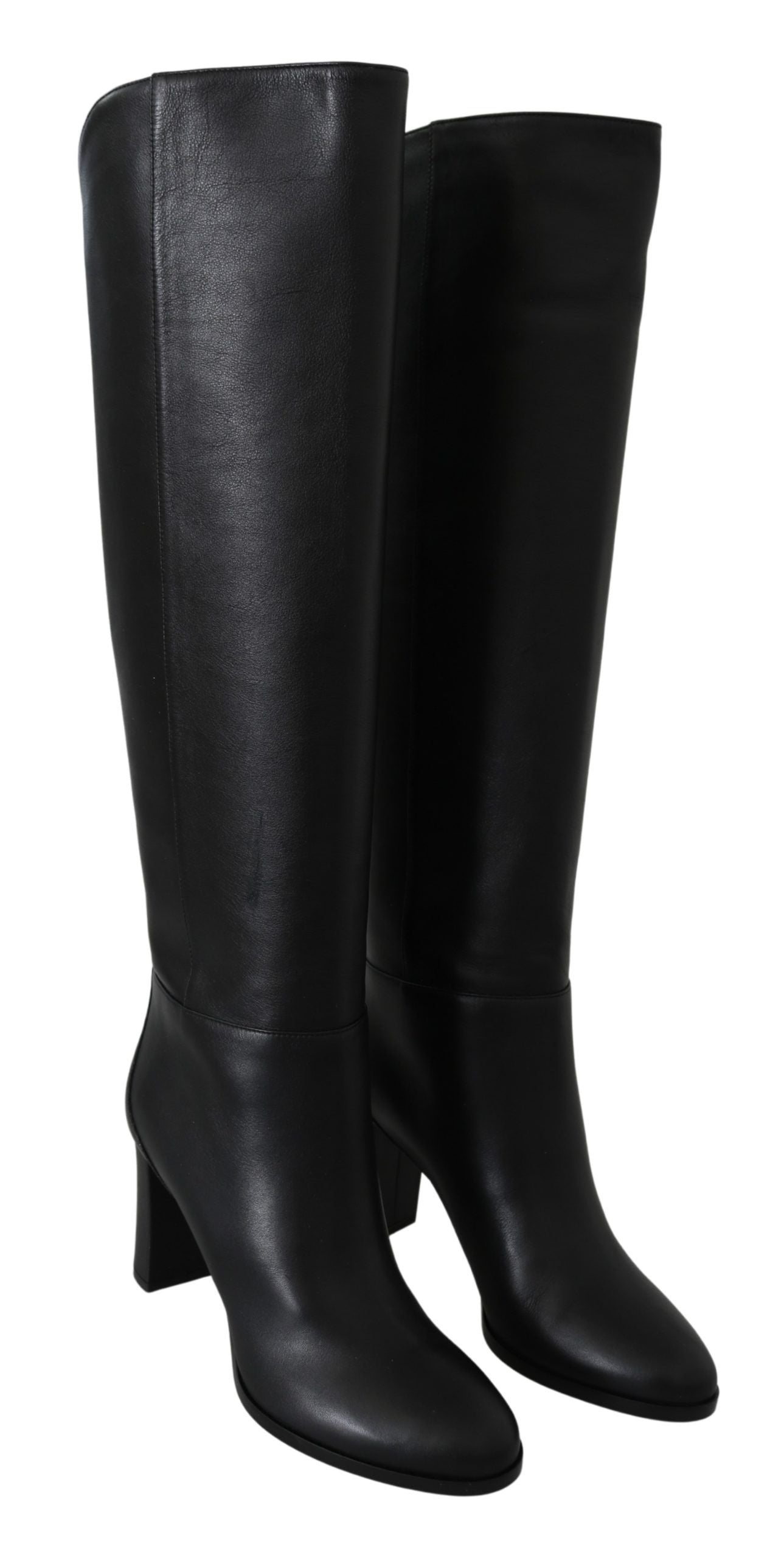 Jimmy Choo Black Leather Elegant Calf Heeled Boots