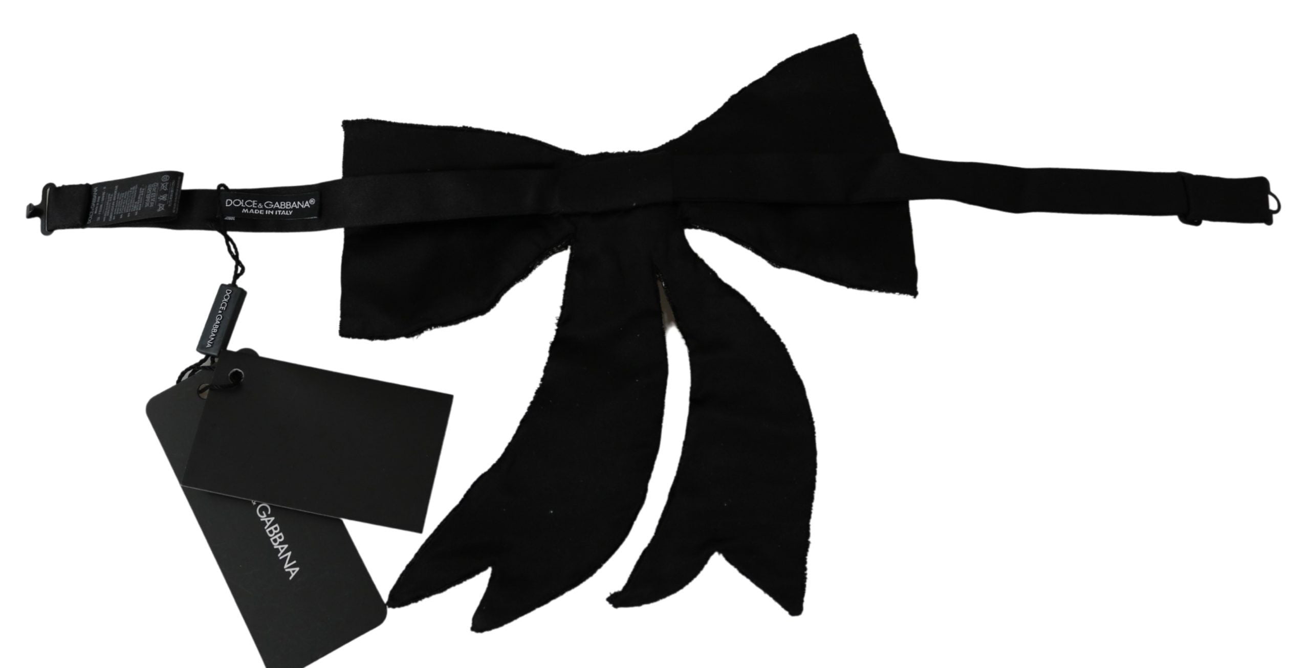 Dolce & Gabbana -Tone Silk Crystal Bow Silver Tie