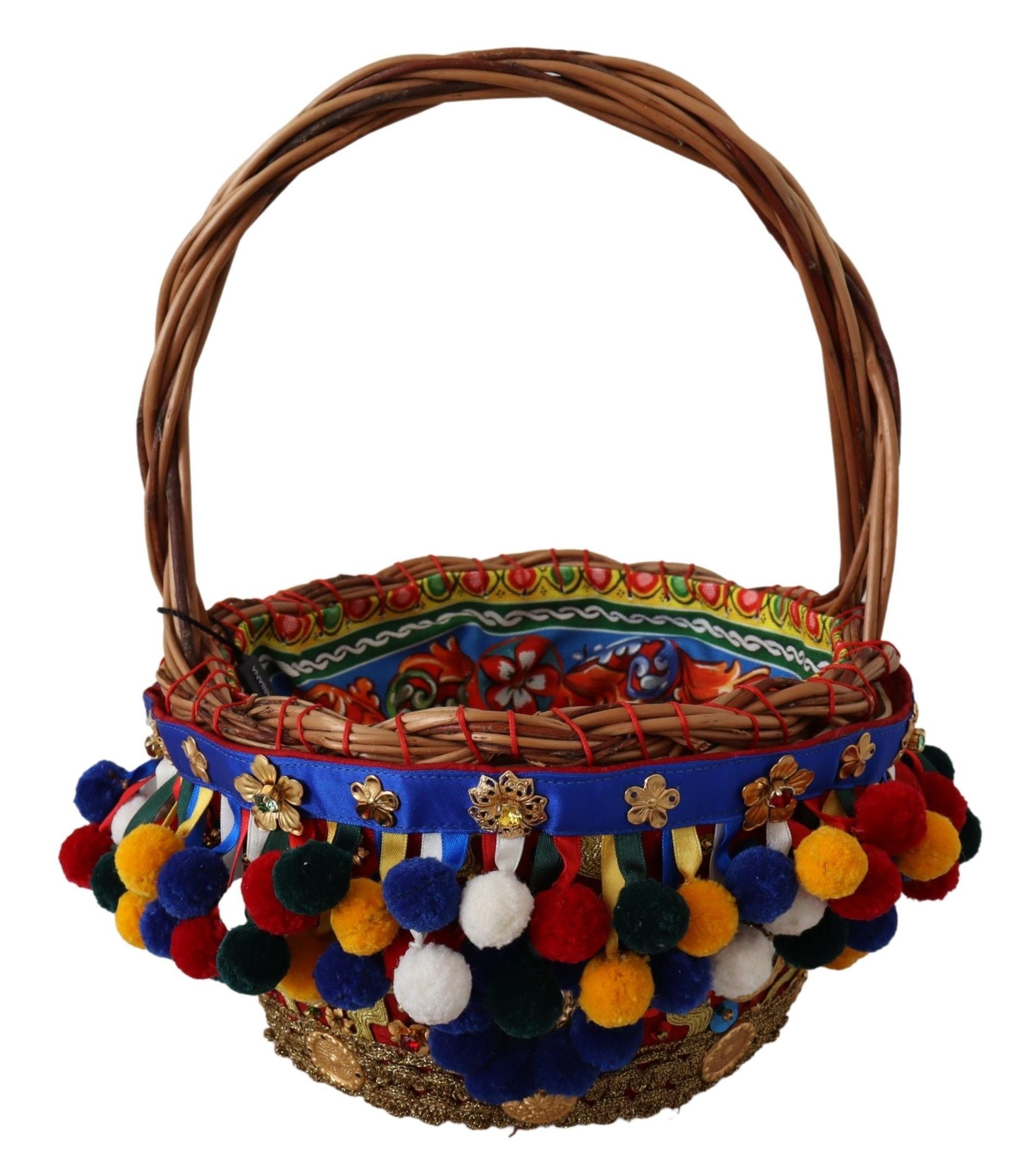Dolce & Gabbana Embellished Wicker Multicolor Tote