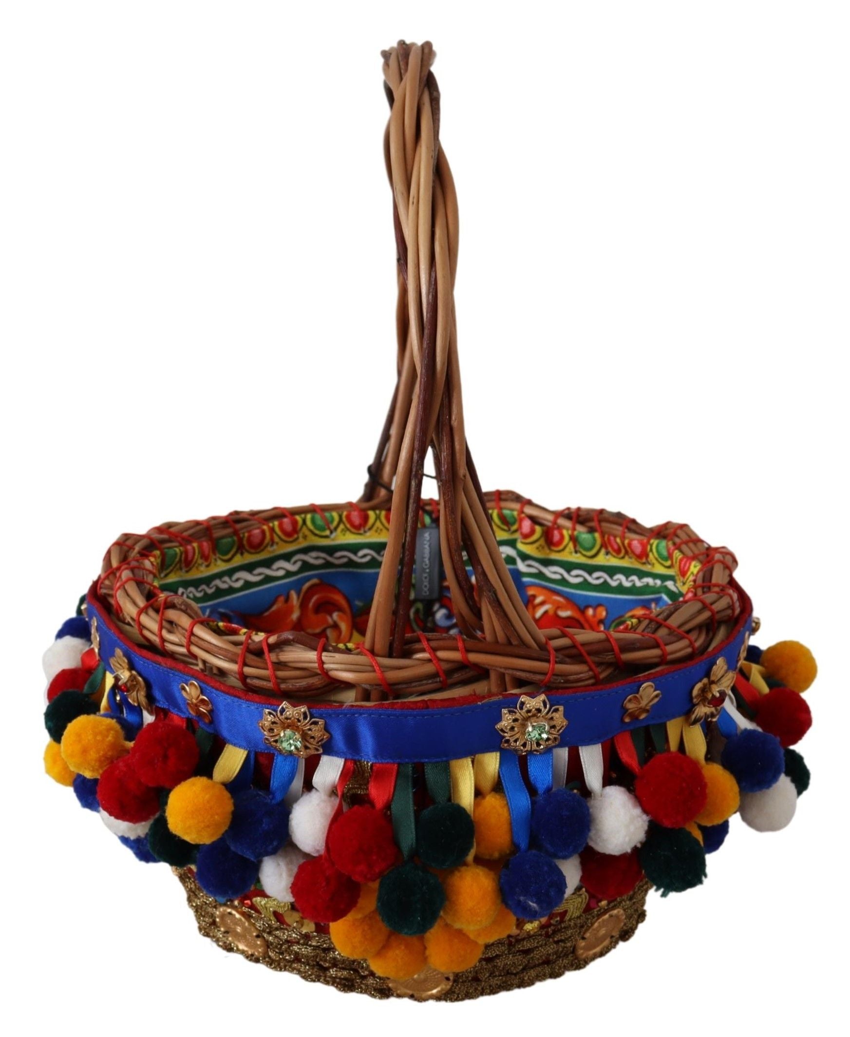 Dolce & Gabbana Embellished Wicker Multicolor Tote