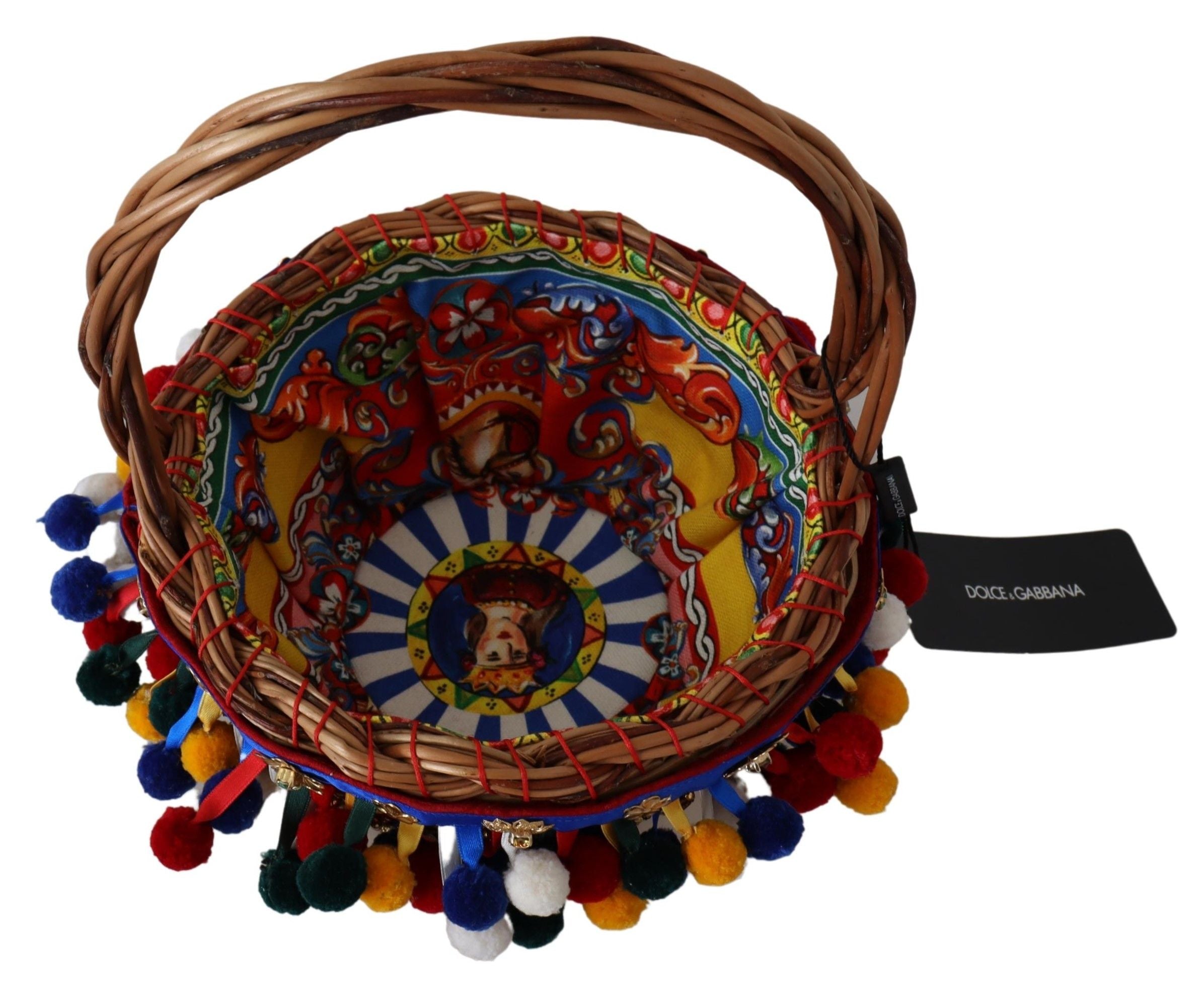 Dolce & Gabbana Embellished Wicker Multicolor Tote