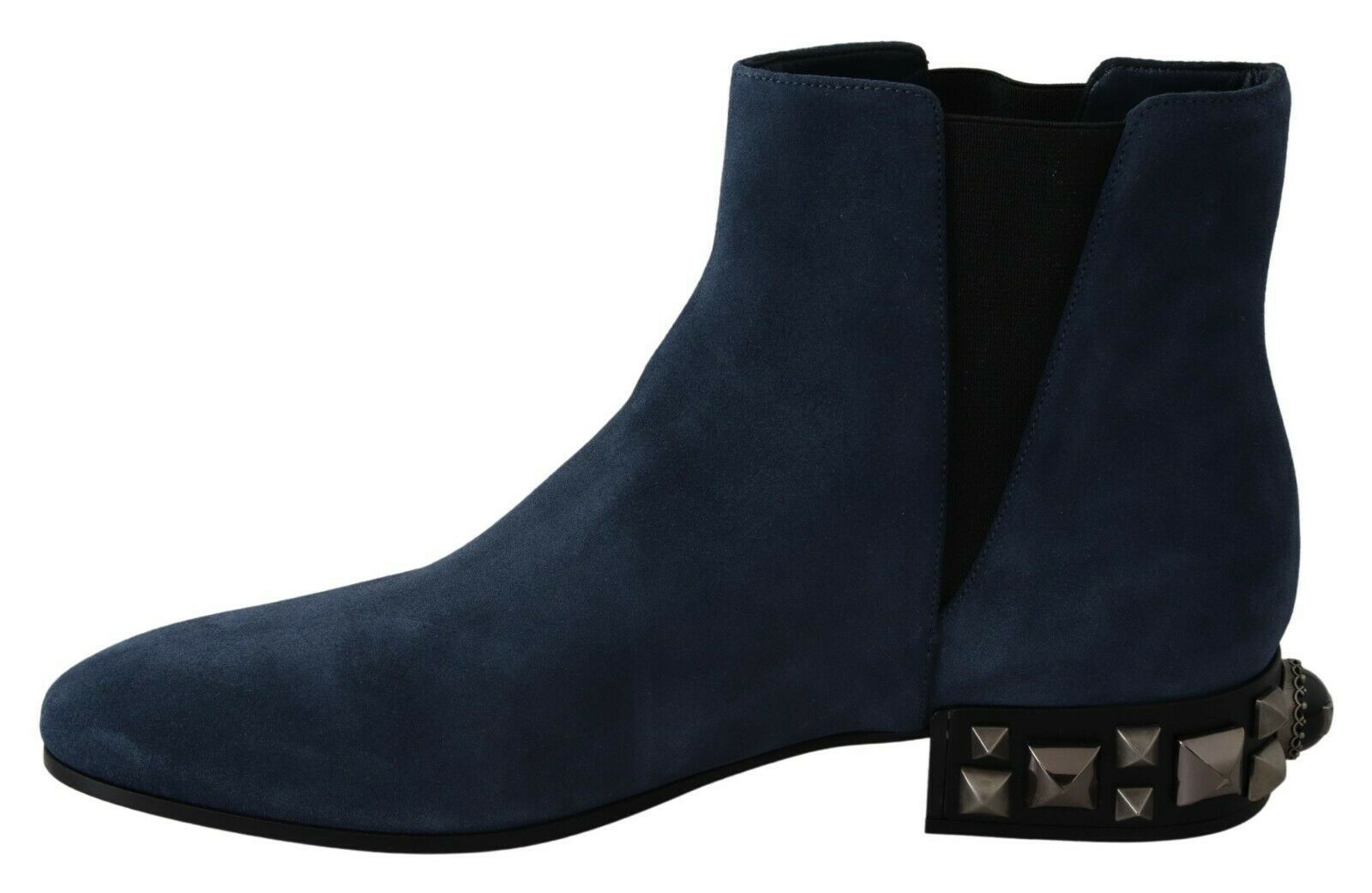 Dolce & Gabbana Chic Suede Mid-Calf Boots With Stud Blue Details