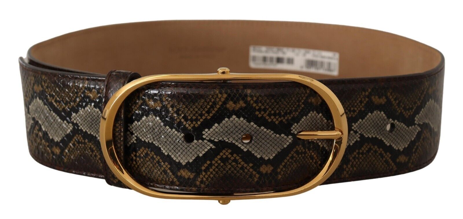 Dolce & Gabbana Gold Leather Elegant Oval Buckle Belt