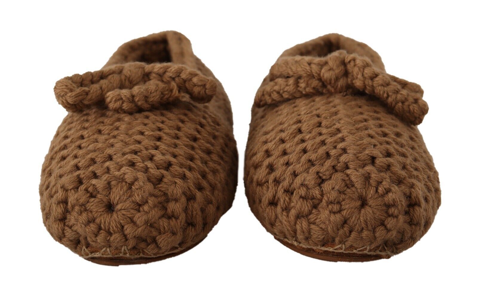 Dolce & Gabbana Brown Wool Elegant Knit Ballerina Flats