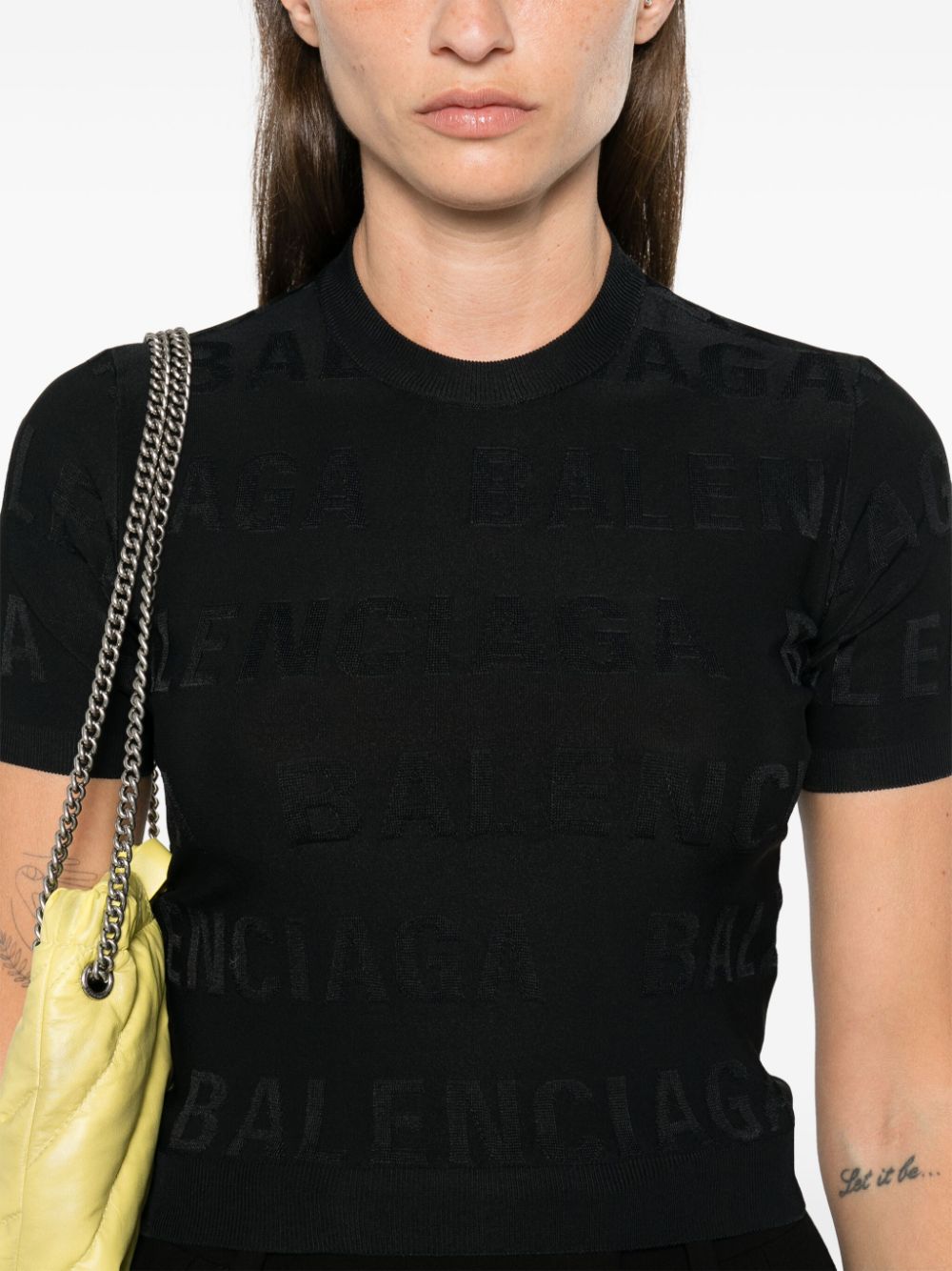 Balenciaga Jacquard Logo Crop Top