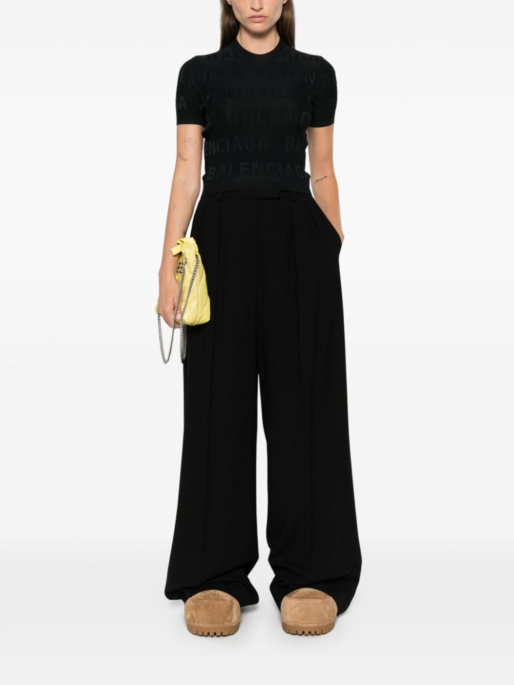 Balenciaga Jacquard Logo Crop Top