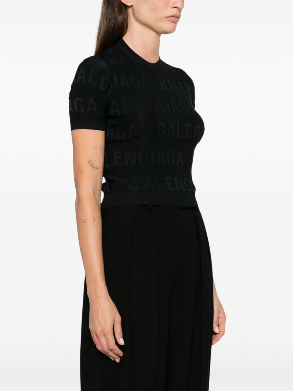 Balenciaga Jacquard Logo Crop Top