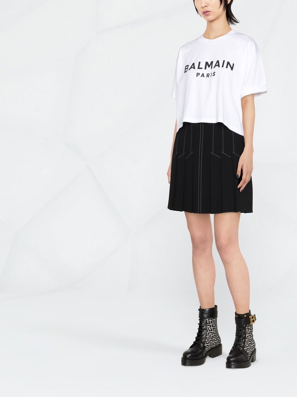 Balmain Cropped Logo Print T-Shirt