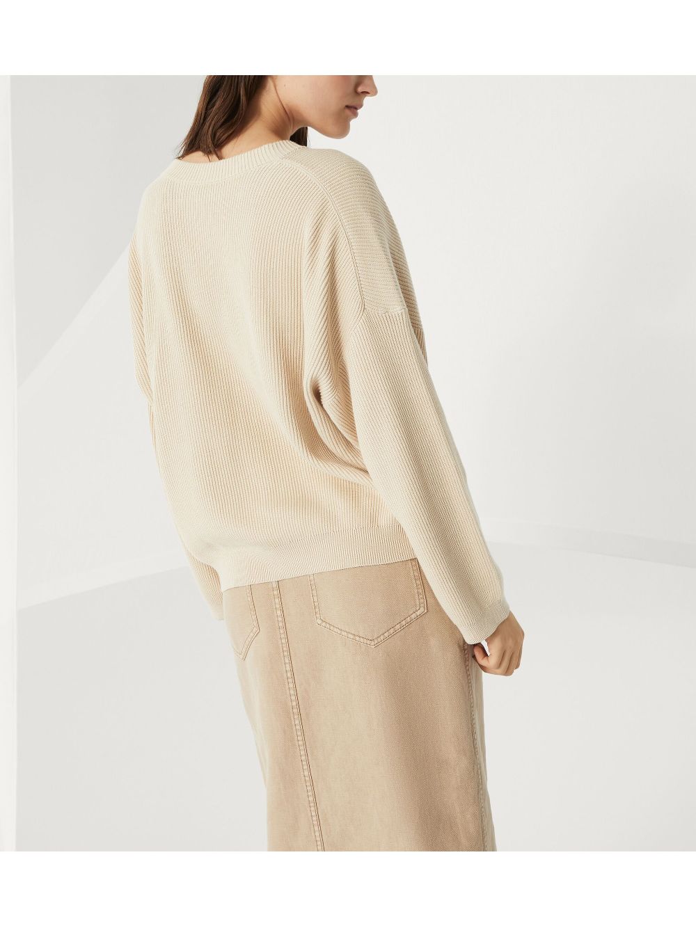 Brunello Cucinelli Cotton English Rib Sweater With Shiny Detail