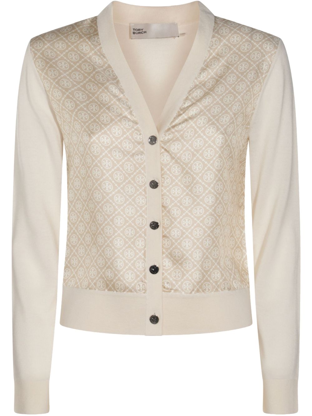 Tory Burch T-Monogram Silk Cardigan